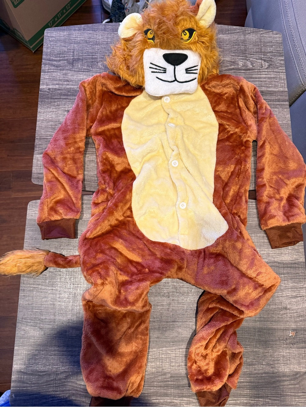 Toddler Lion Halloween Costume Size 4T Plush Furry Jumpsuit Hood Tail